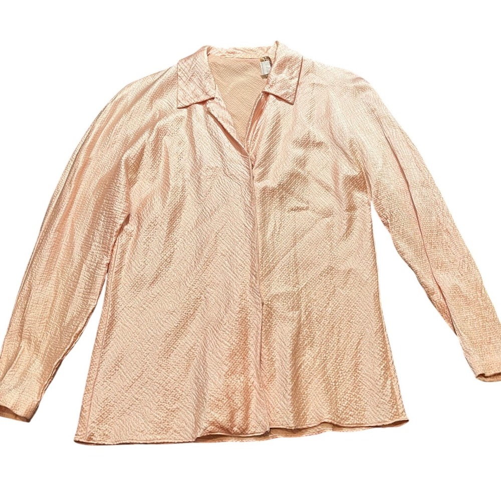 Vintage Oscar De La Renta Union Made Pink Blush Shimmer Blouse Womens Size 10